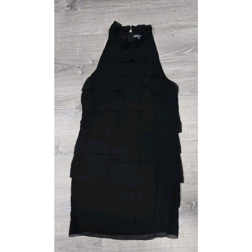 Vince Tiered Black Halter Dress 100% Silk Womens Size 8